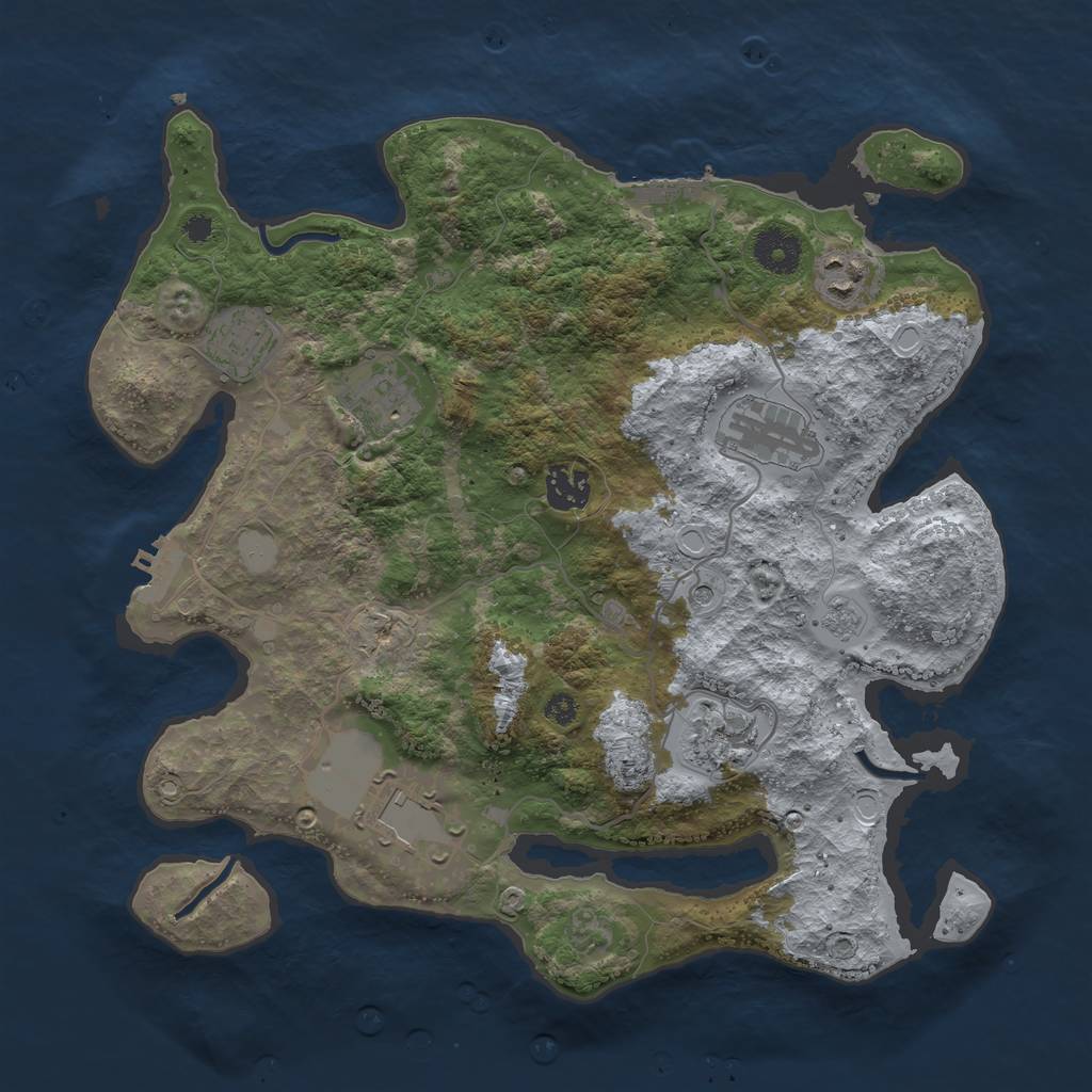 Rust Map: Procedural Map, Size: 3500, Seed: 1414463, 14 Monuments