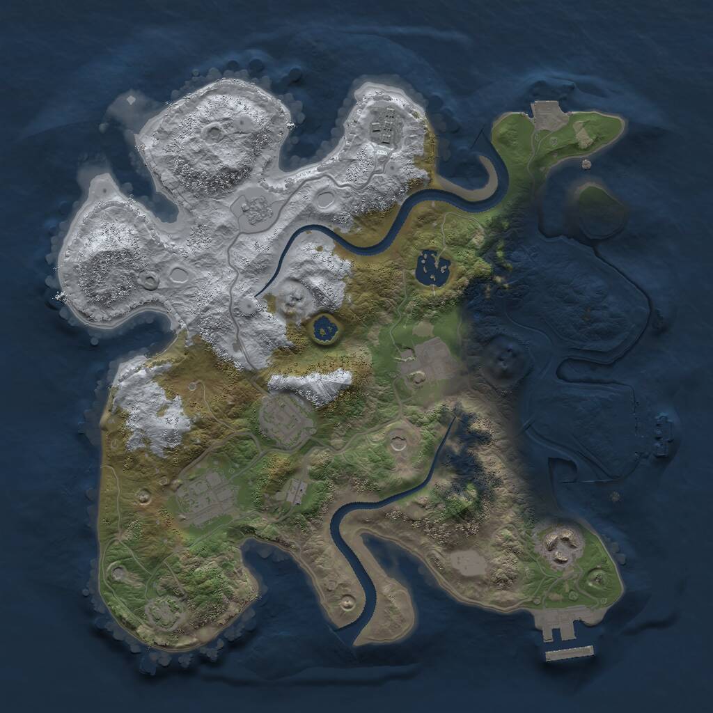 Rust Map: Procedural Map, Size: 3000, Seed: 1226916702, 12 Monuments