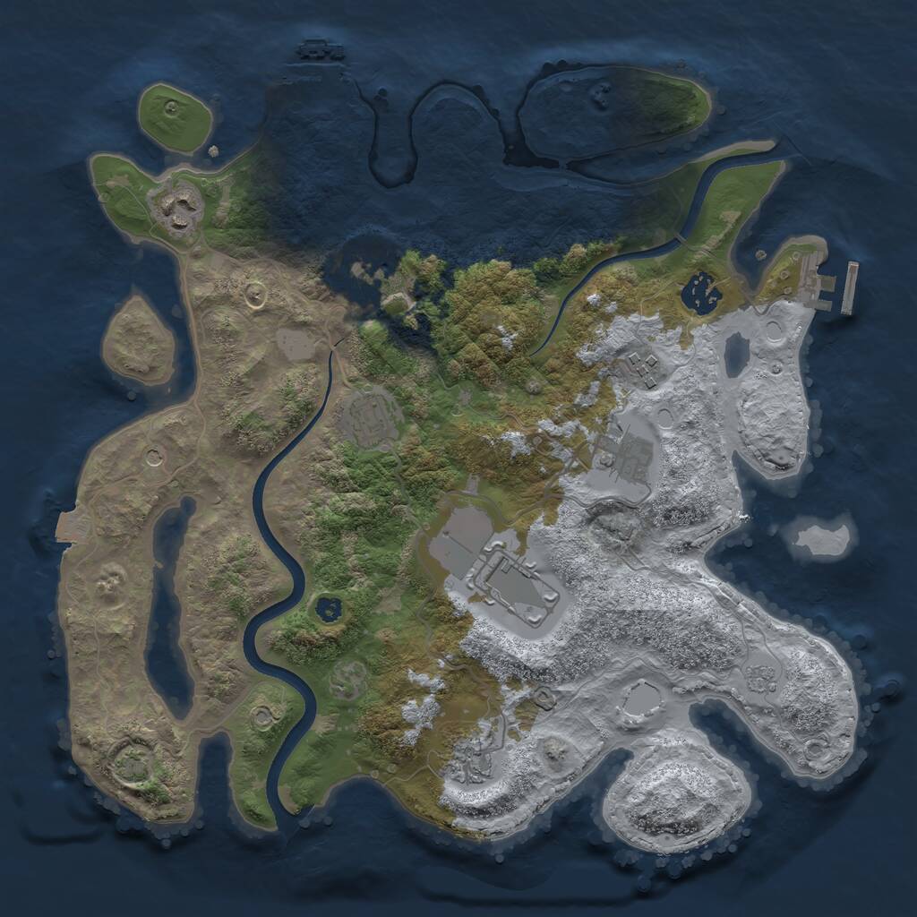 Rust Map: Procedural Map, Size: 3500, Seed: 162847266, 14 Monuments