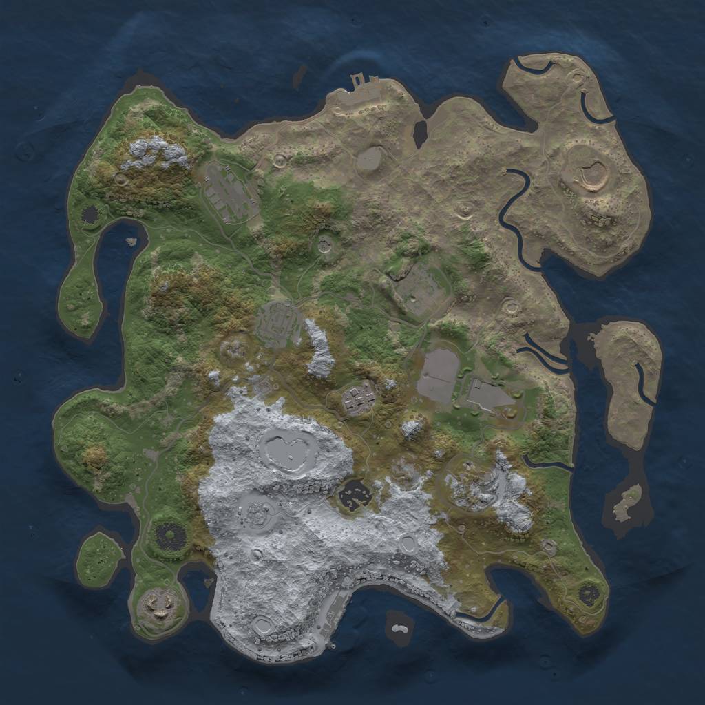 Rust Map: Procedural Map, Size: 3500, Seed: 76995296, 16 Monuments