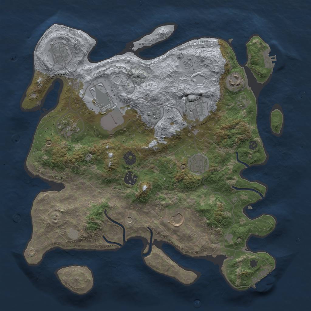 Rust Map: Procedural Map, Size: 3500, Seed: 40056411, 16 Monuments