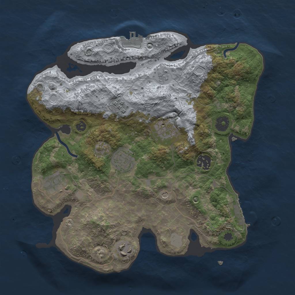 Rust Map: Procedural Map, Size: 3000, Seed: 2052635230, 13 Monuments