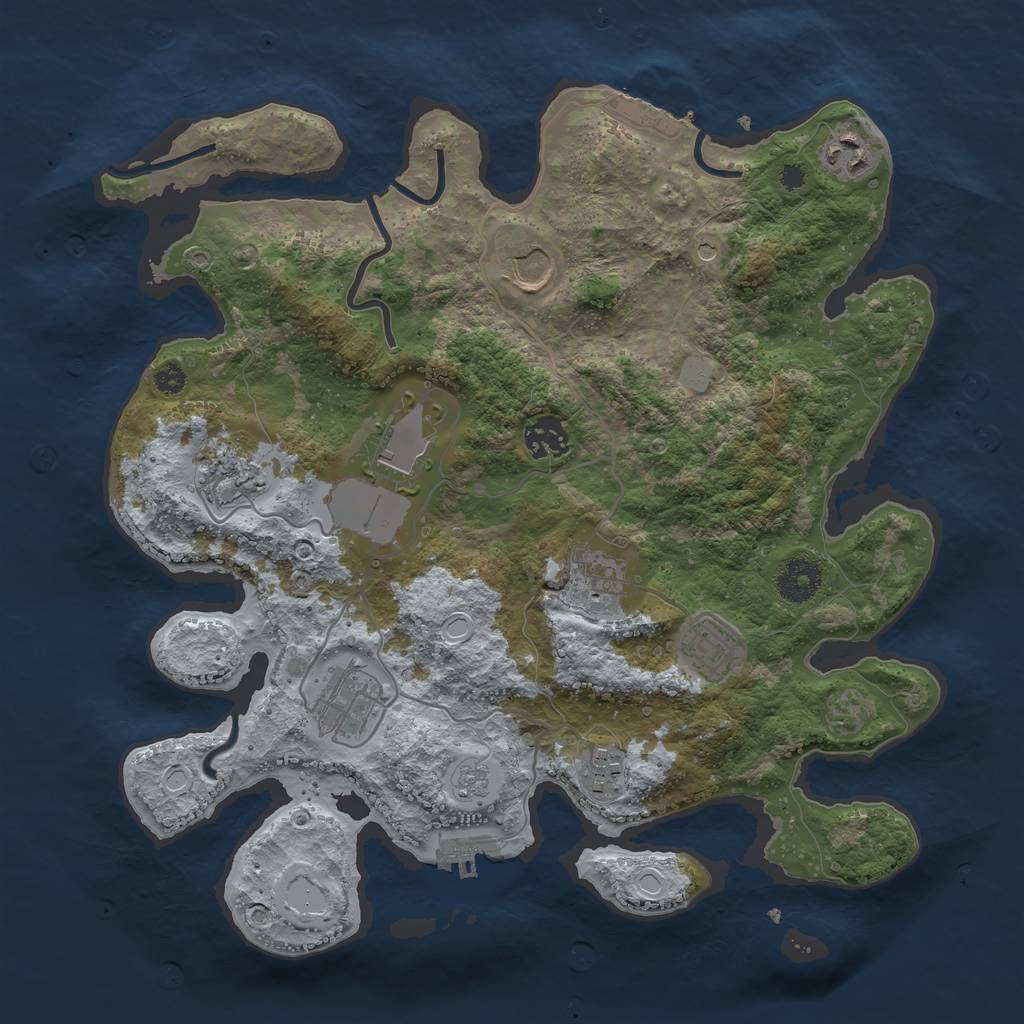 Rust Map: Procedural Map, Size: 3500, Seed: 22023, 16 Monuments
