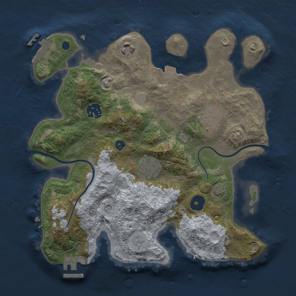 Rust Map: Procedural Map, Size: 3000, Seed: 7453483, 10 Monuments