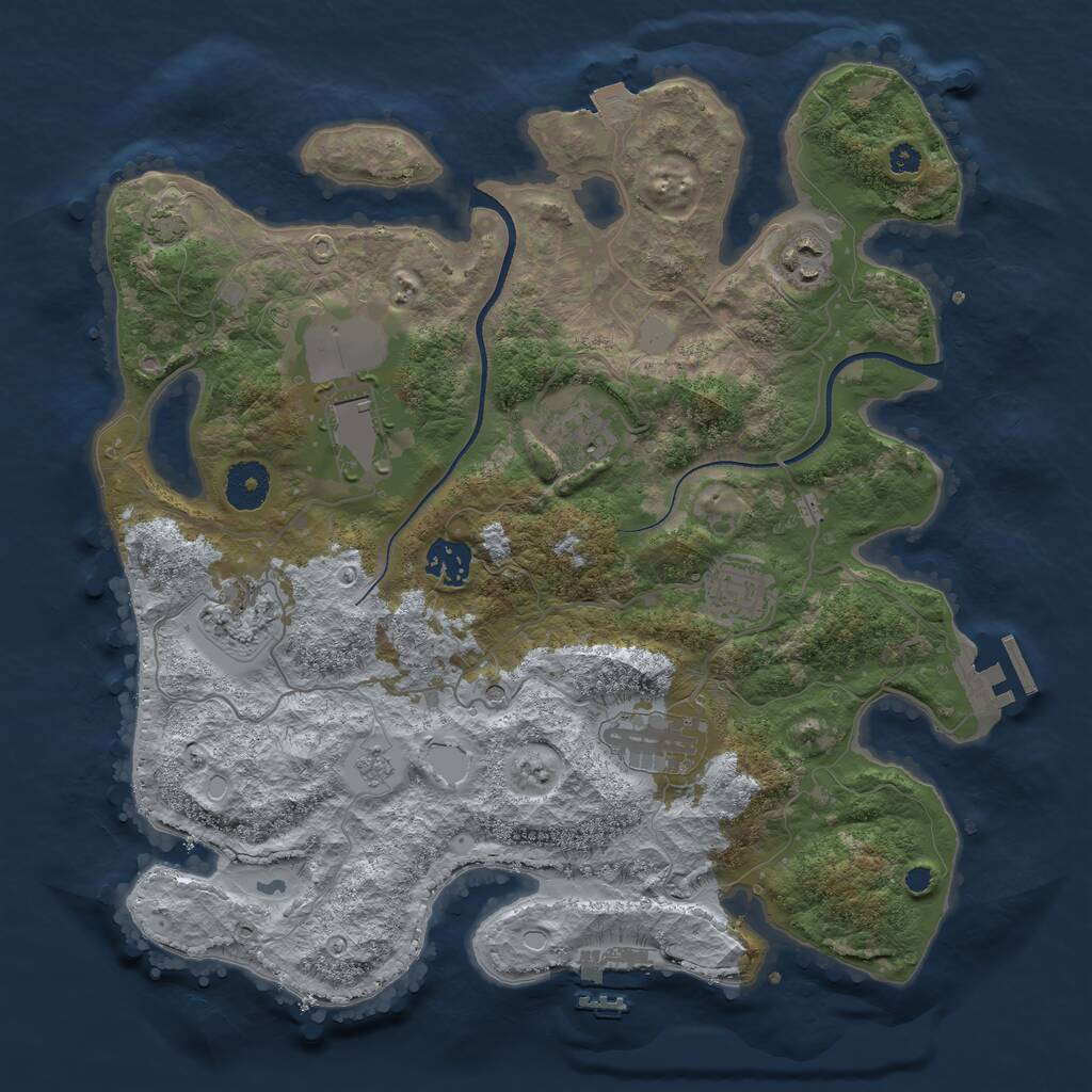 Rust Map: Procedural Map, Size: 3500, Seed: 1263650029, 13 Monuments