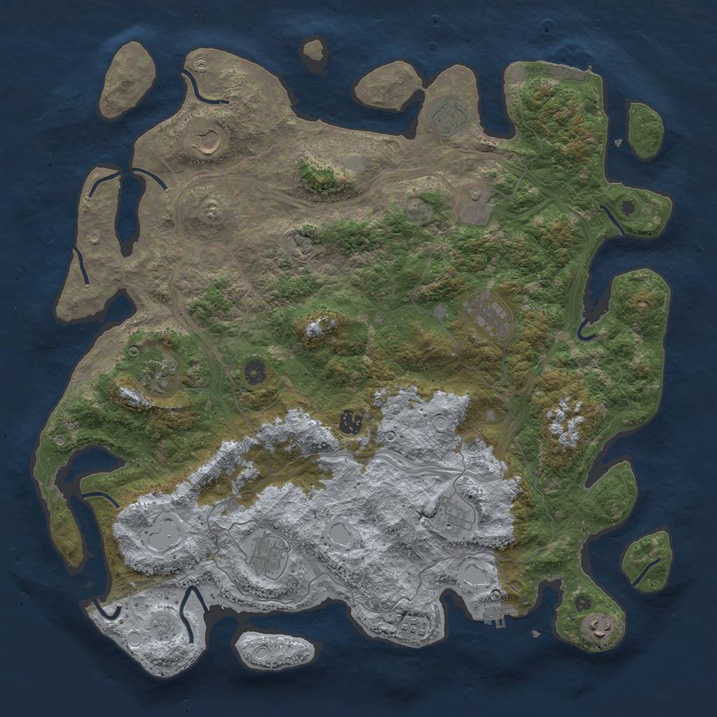 Rust Map: Procedural Map, Size: 4500, Seed: 233634938, 17 Monuments