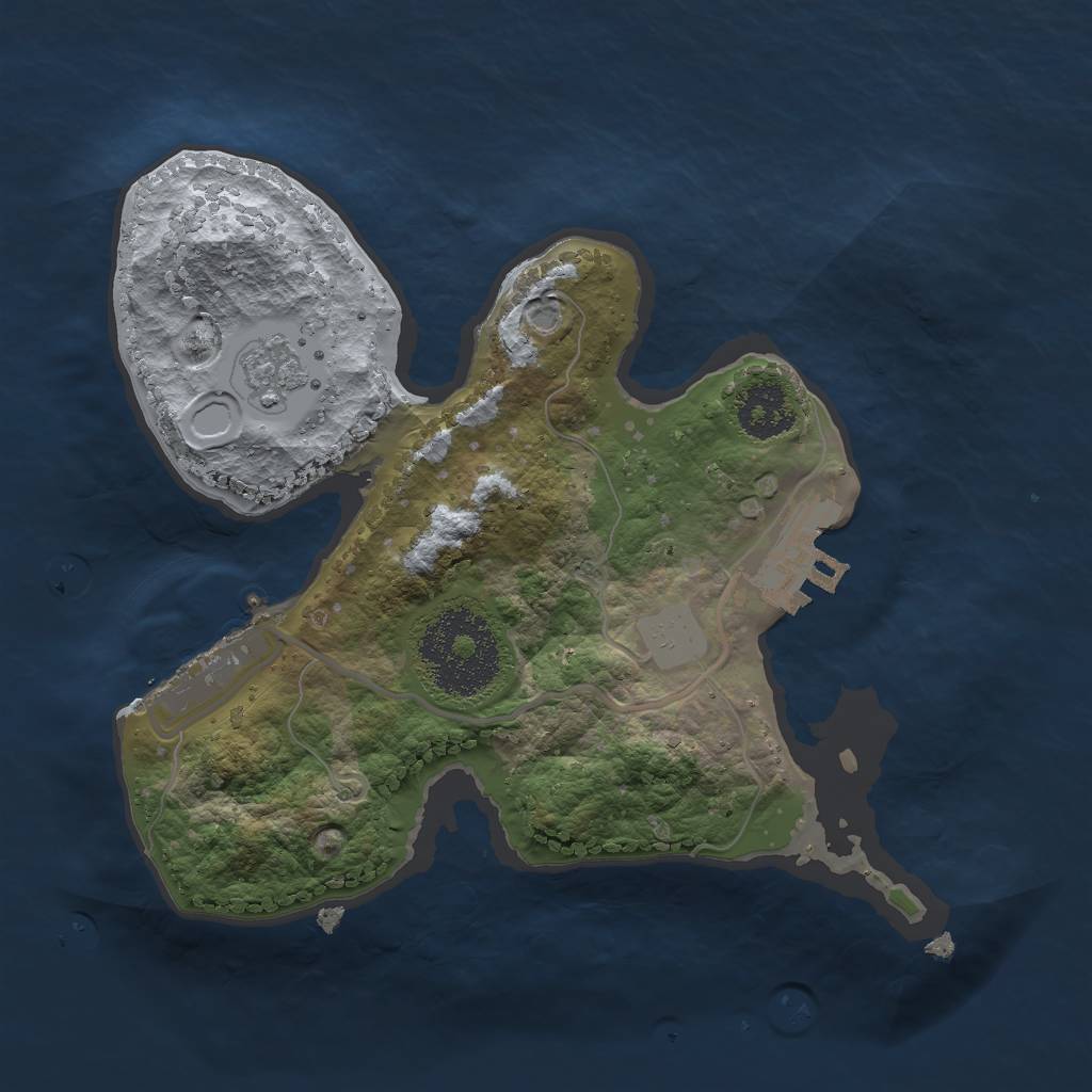 Rust Map: Procedural Map, Size: 2000, Seed: 1233, 6 Monuments