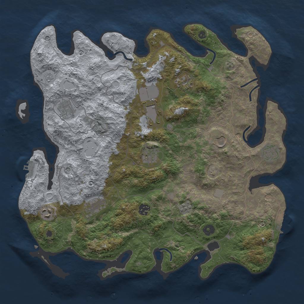Rust Map: Procedural Map, Size: 4000, Seed: 1340878880, 17 Monuments