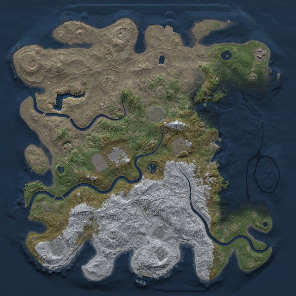 Rust Map: Procedural Map, Size: 4399, Seed: 1000000, 17 Monuments