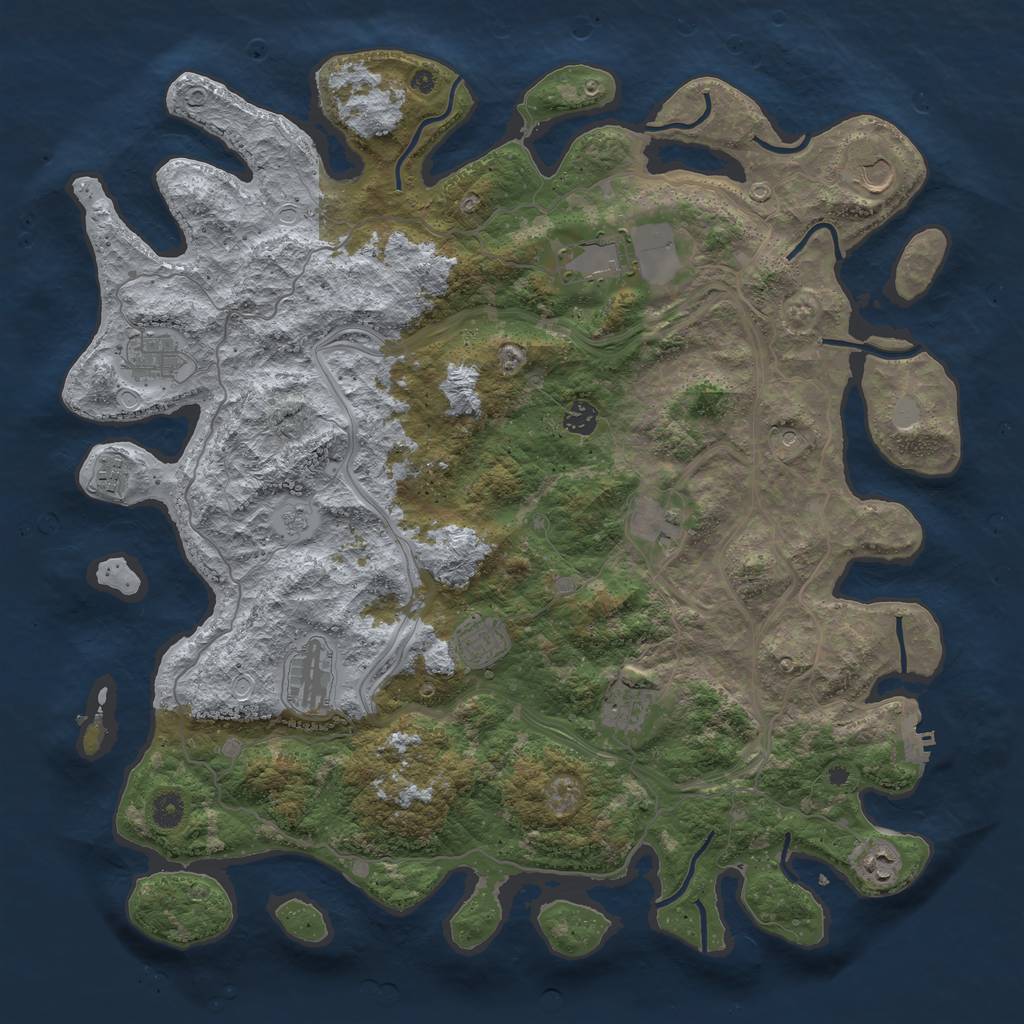 Rust Map: Procedural Map, Size: 4500, Seed: 288304745, 16 Monuments