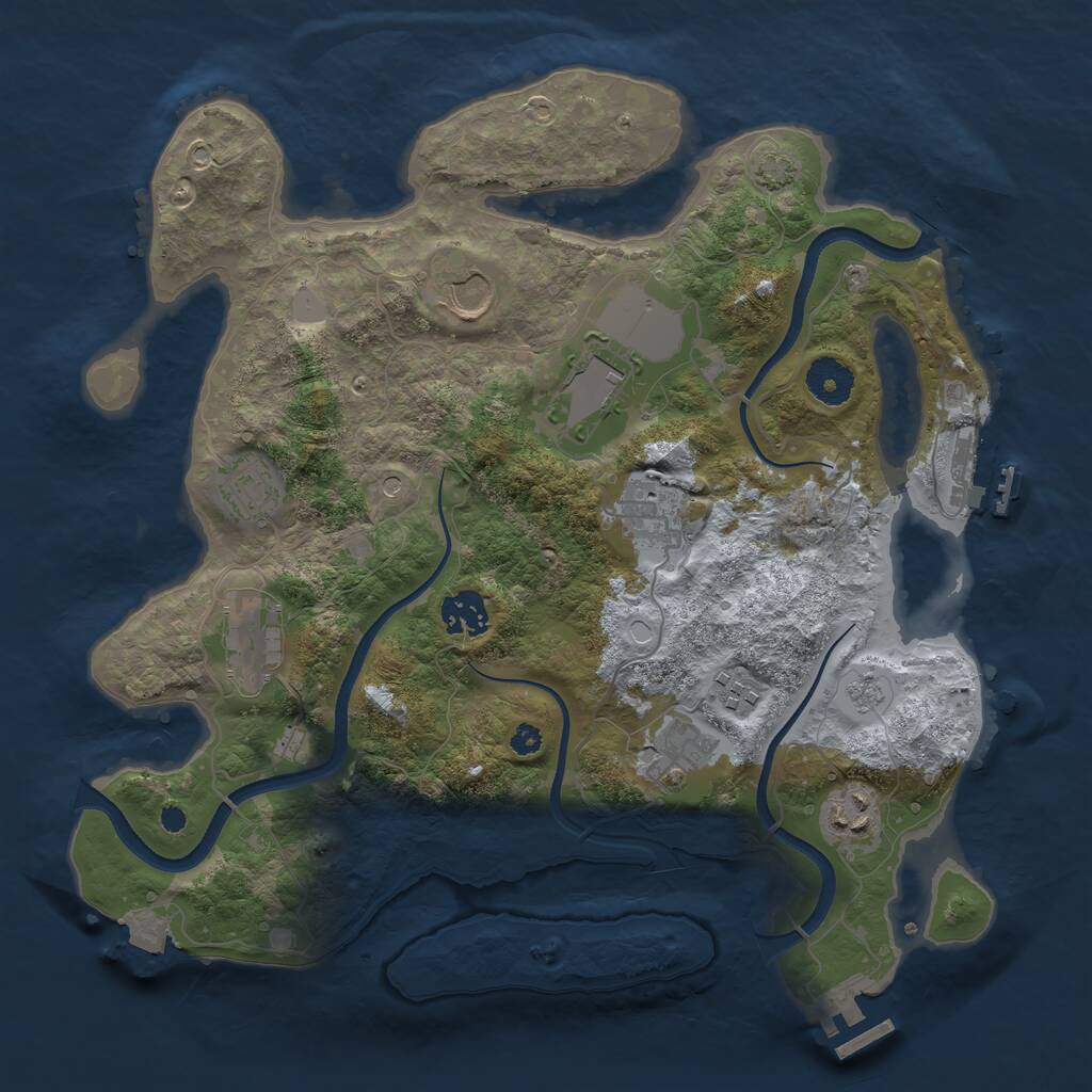 Rust Map: Procedural Map, Size: 3500, Seed: 737133752, 15 Monuments