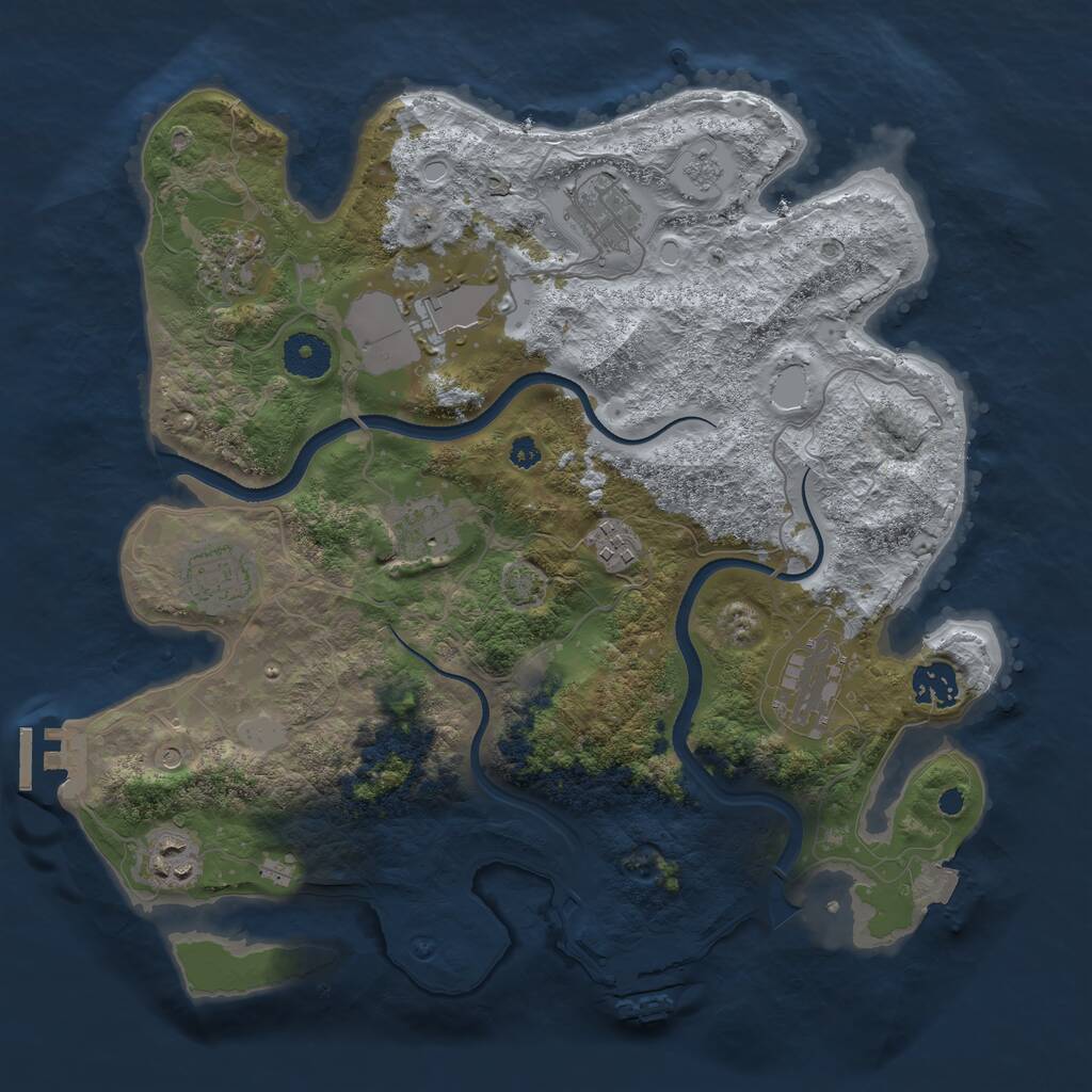 Rust Map: Procedural Map, Size: 3500, Seed: 9753661, 15 Monuments