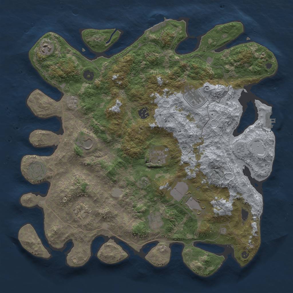 Rust Map: Procedural Map, Size: 4050, Seed: 2047806262, 17 Monuments