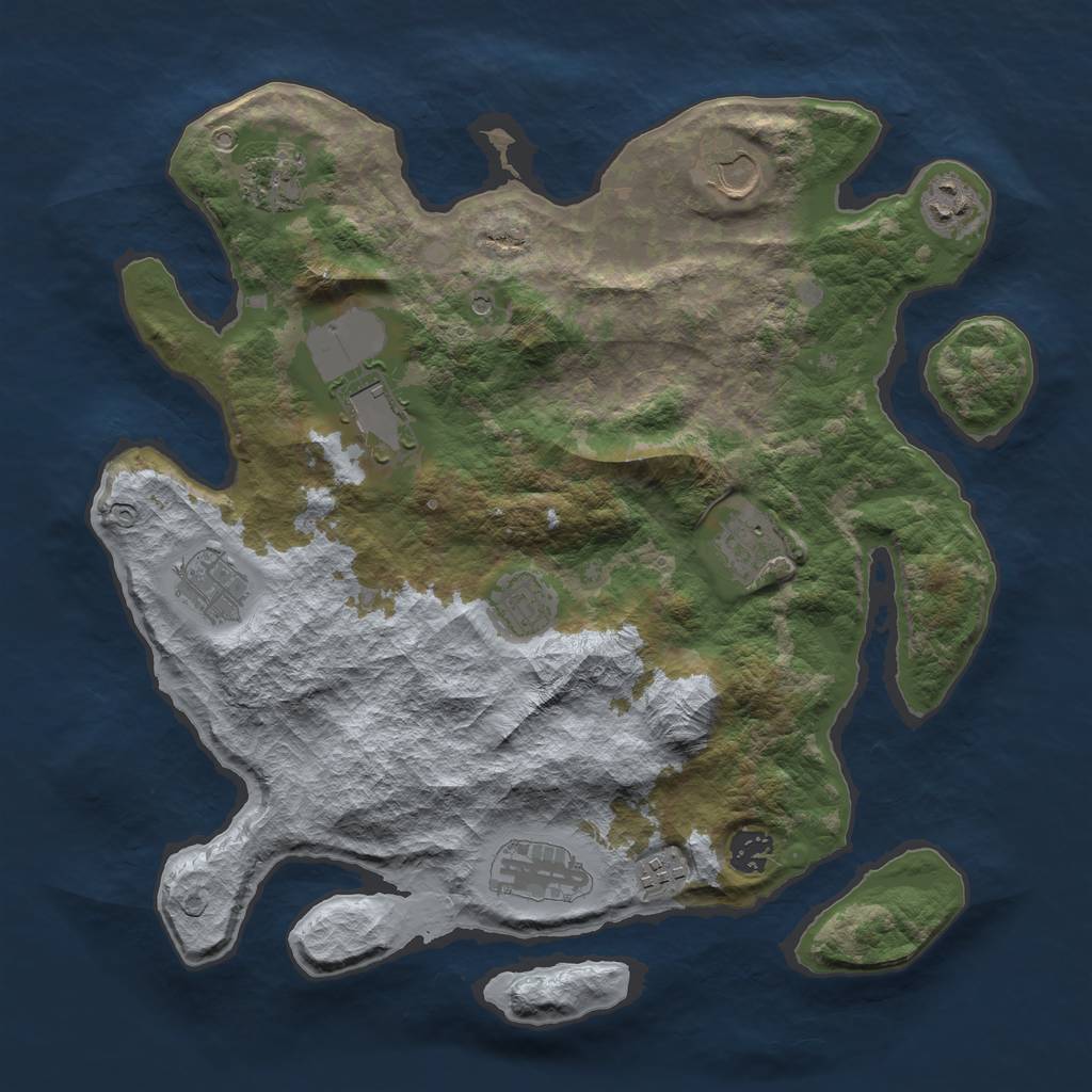 Rust Map: Barren, Size: 3700, Seed: 1292905321, 13 Monuments
