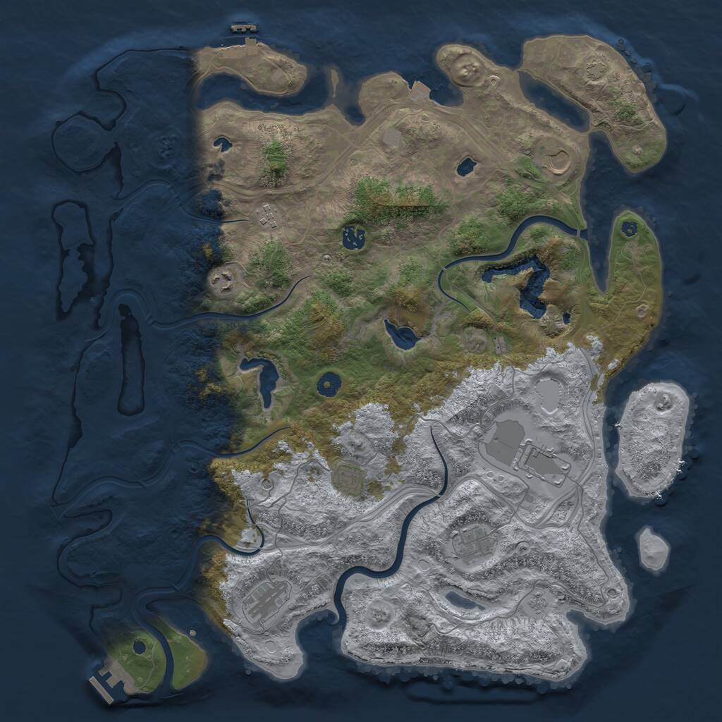 Rust Map: Procedural Map, Size: 4500, Seed: 983889359, 14 Monuments