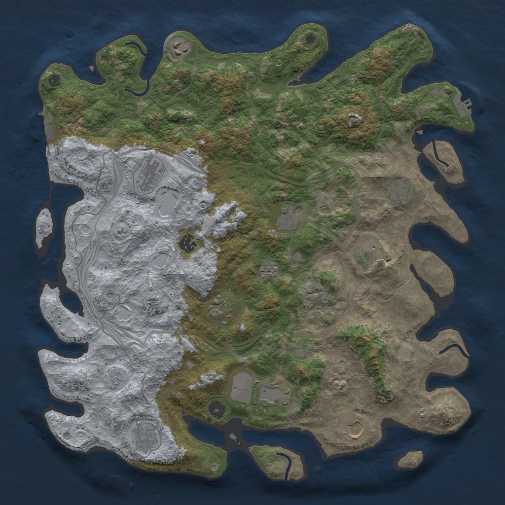 Rust Map: Procedural Map, Size: 4500, Seed: 50621, 18 Monuments