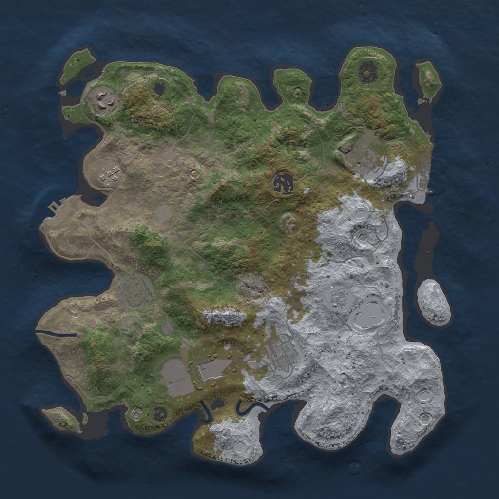 Rust Map: Procedural Map, Size: 3500, Seed: 74987402, 14 Monuments