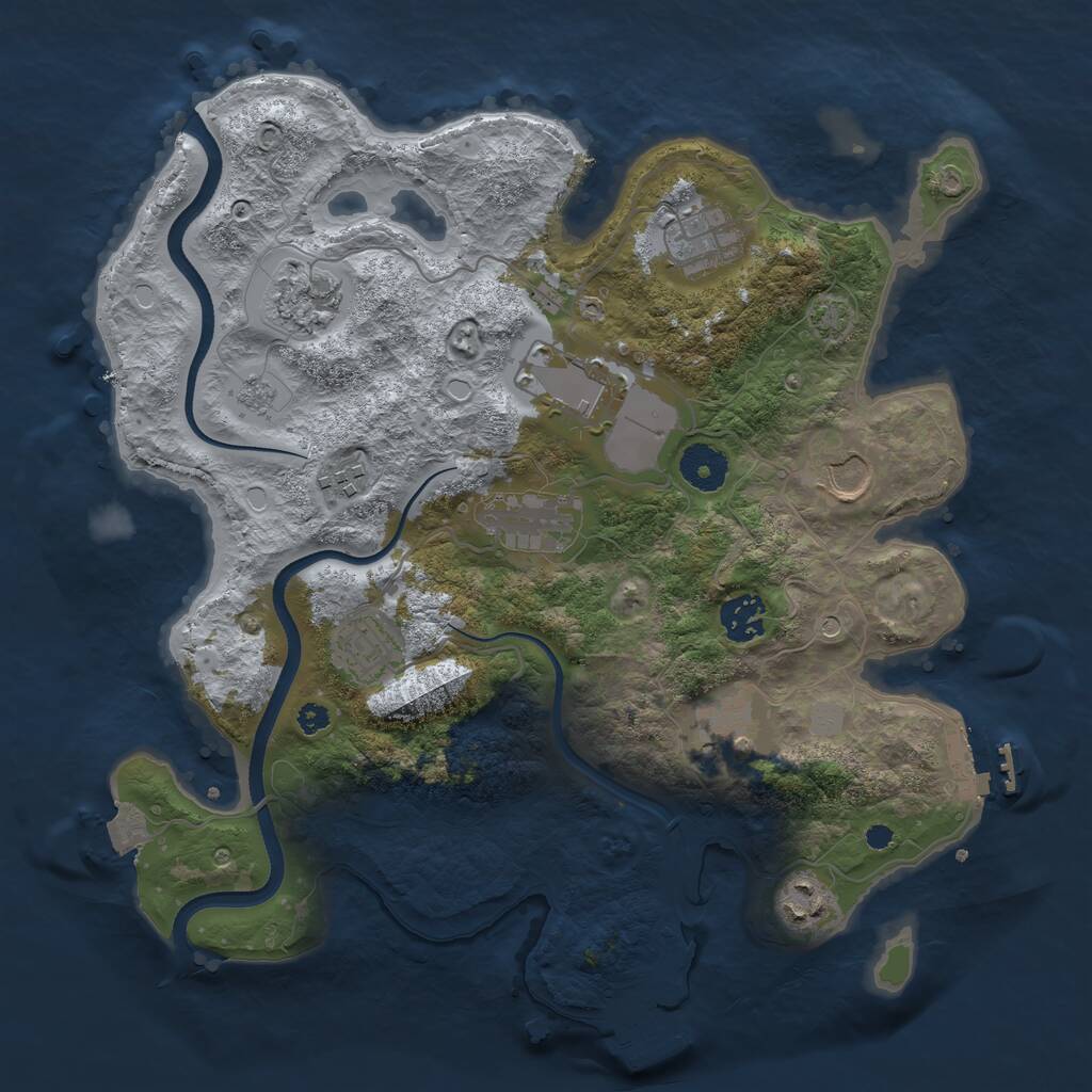 Rust Map: Procedural Map, Size: 3500, Seed: 97770829, 16 Monuments