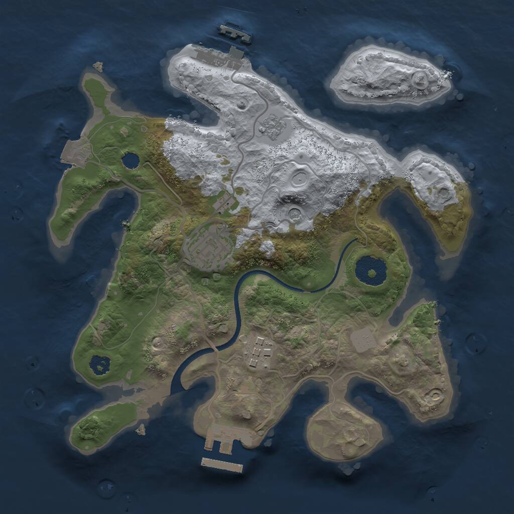 Rust Map: Procedural Map, Size: 2500, Seed: 345696345, 7 Monuments