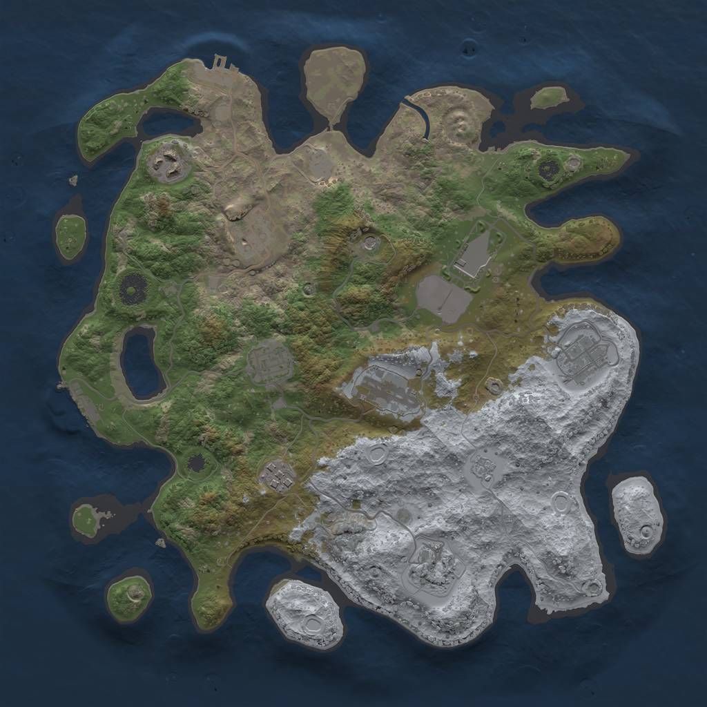 Rust Map: Procedural Map, Size: 3500, Seed: 287912156, 15 Monuments