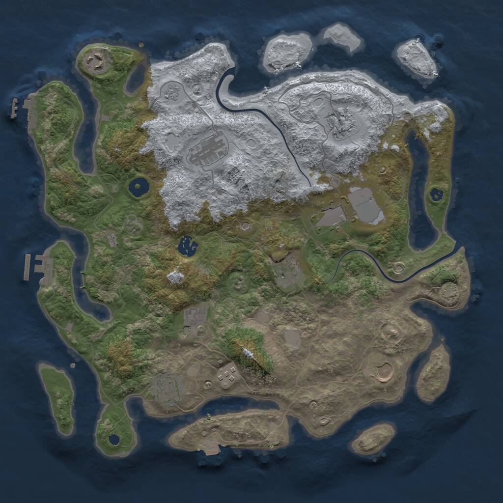 Rust Map: Procedural Map, Size: 3850, Seed: 7825154, 16 Monuments