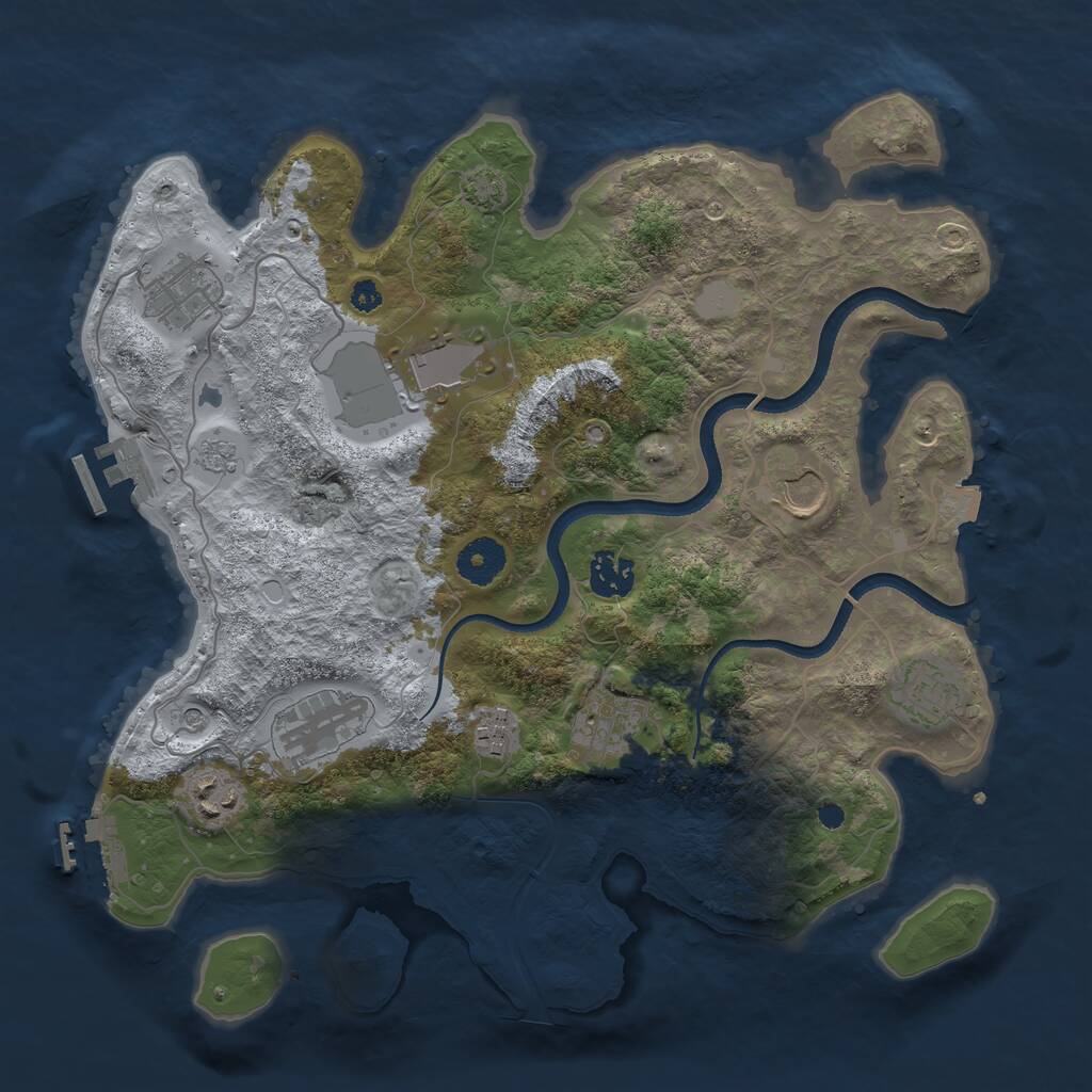 Rust Map: Procedural Map, Size: 3500, Seed: 864794057, 15 Monuments