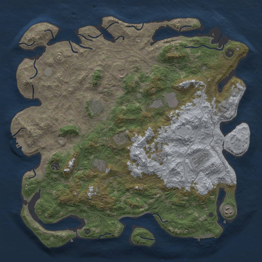 Rust Map: Procedural Map, Size: 4500, Seed: 2132695288, 16 Monuments
