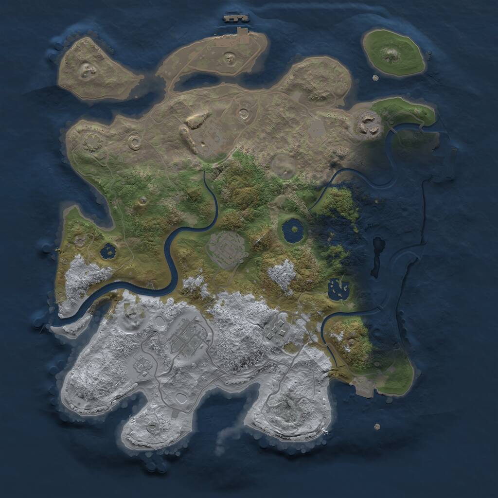 Rust Map: Procedural Map, Size: 3250, Seed: 1481892793, 12 Monuments