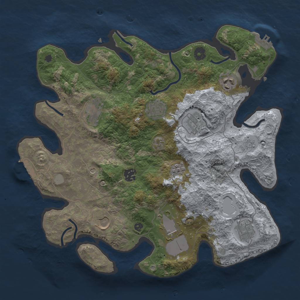 Rust Map: Procedural Map, Size: 3500, Seed: 17272984, 16 Monuments