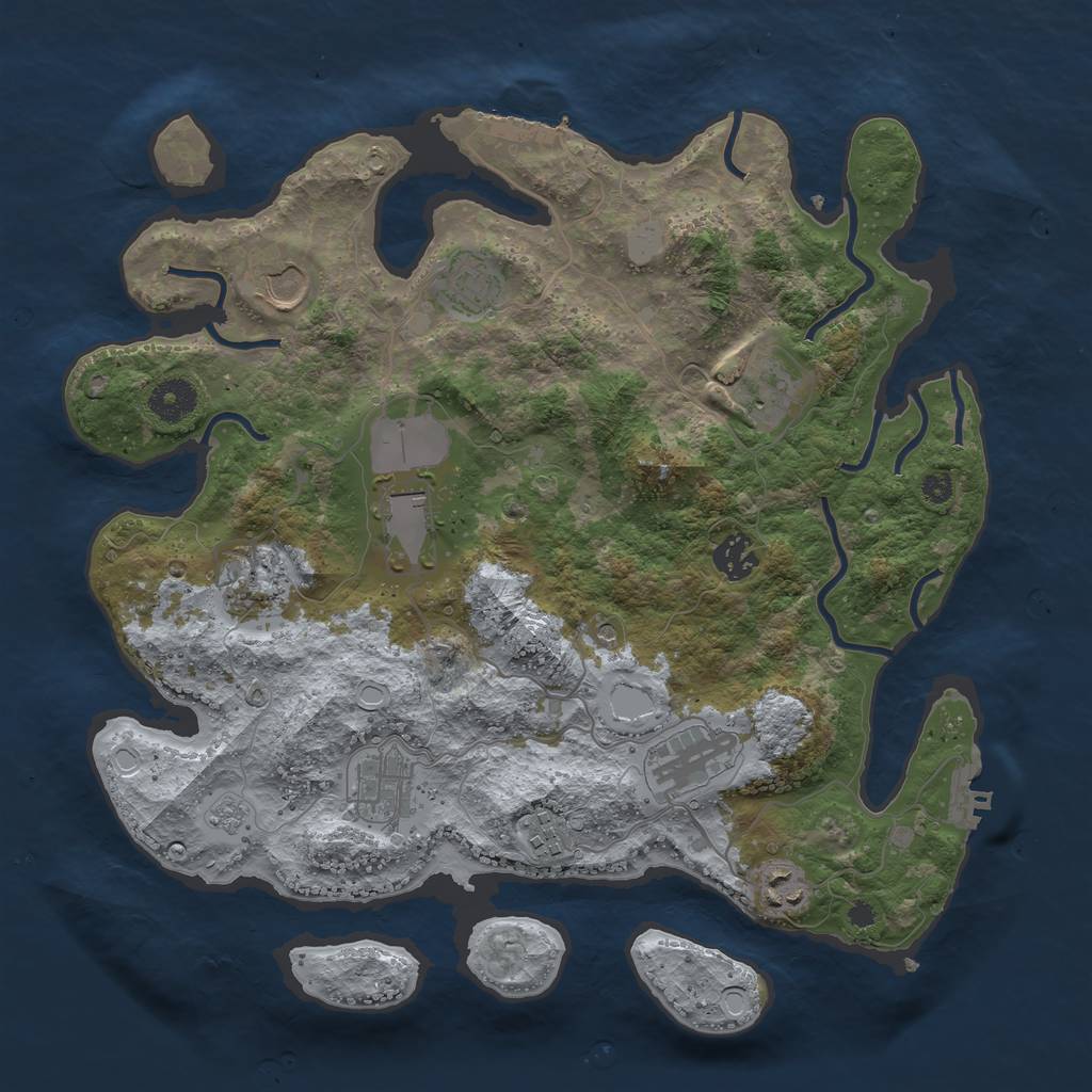 Rust Map: Procedural Map, Size: 3650, Seed: 1399521849, 17 Monuments