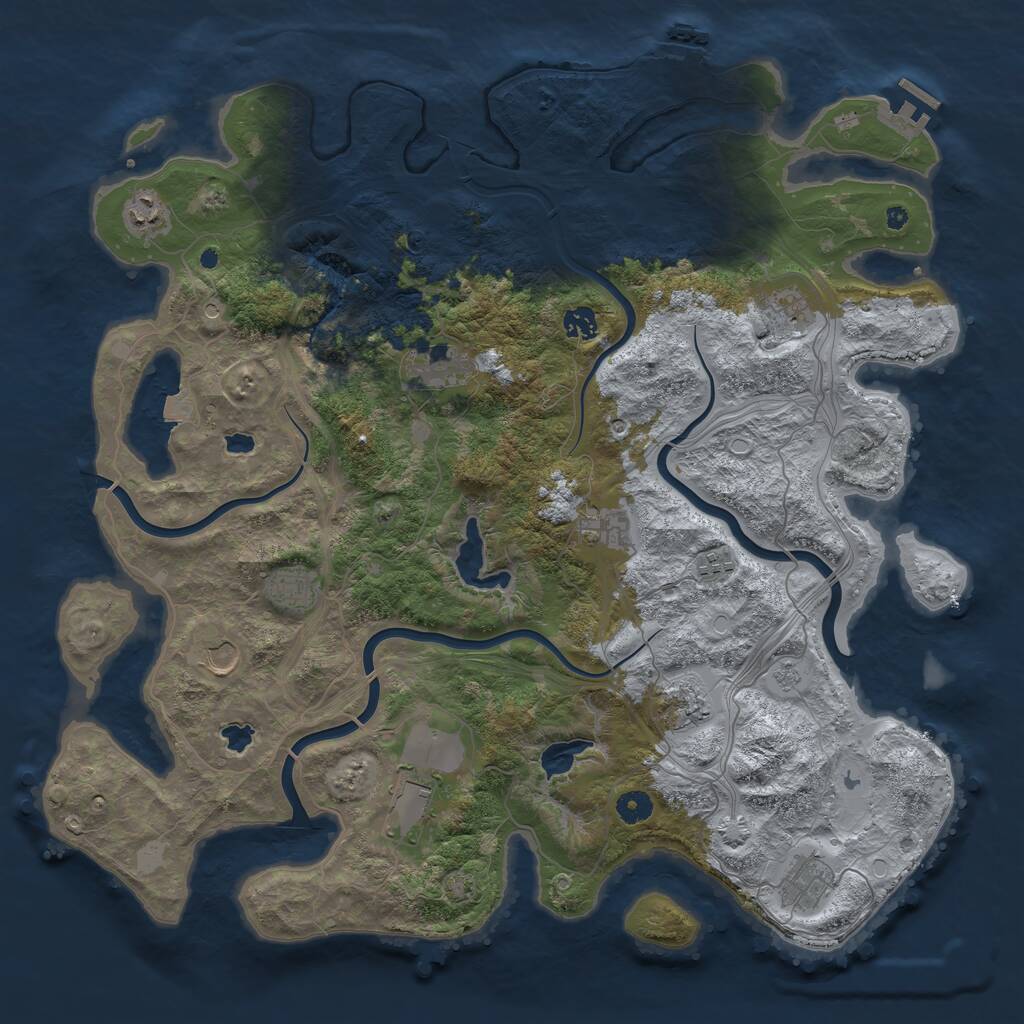Rust Map: Procedural Map, Size: 4500, Seed: 1108773351, 17 Monuments