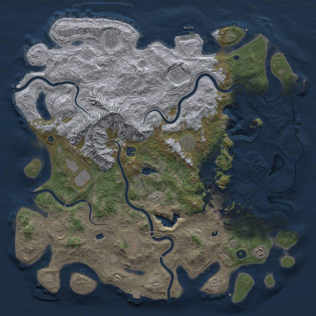 Rust Map: Procedural Map, Size: 5000, Seed: 5364, 16 Monuments