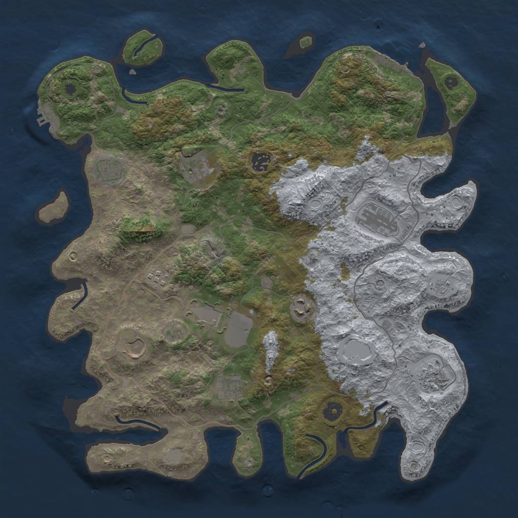 Rust Map: Procedural Map, Size: 4000, Seed: 188243705, 17 Monuments