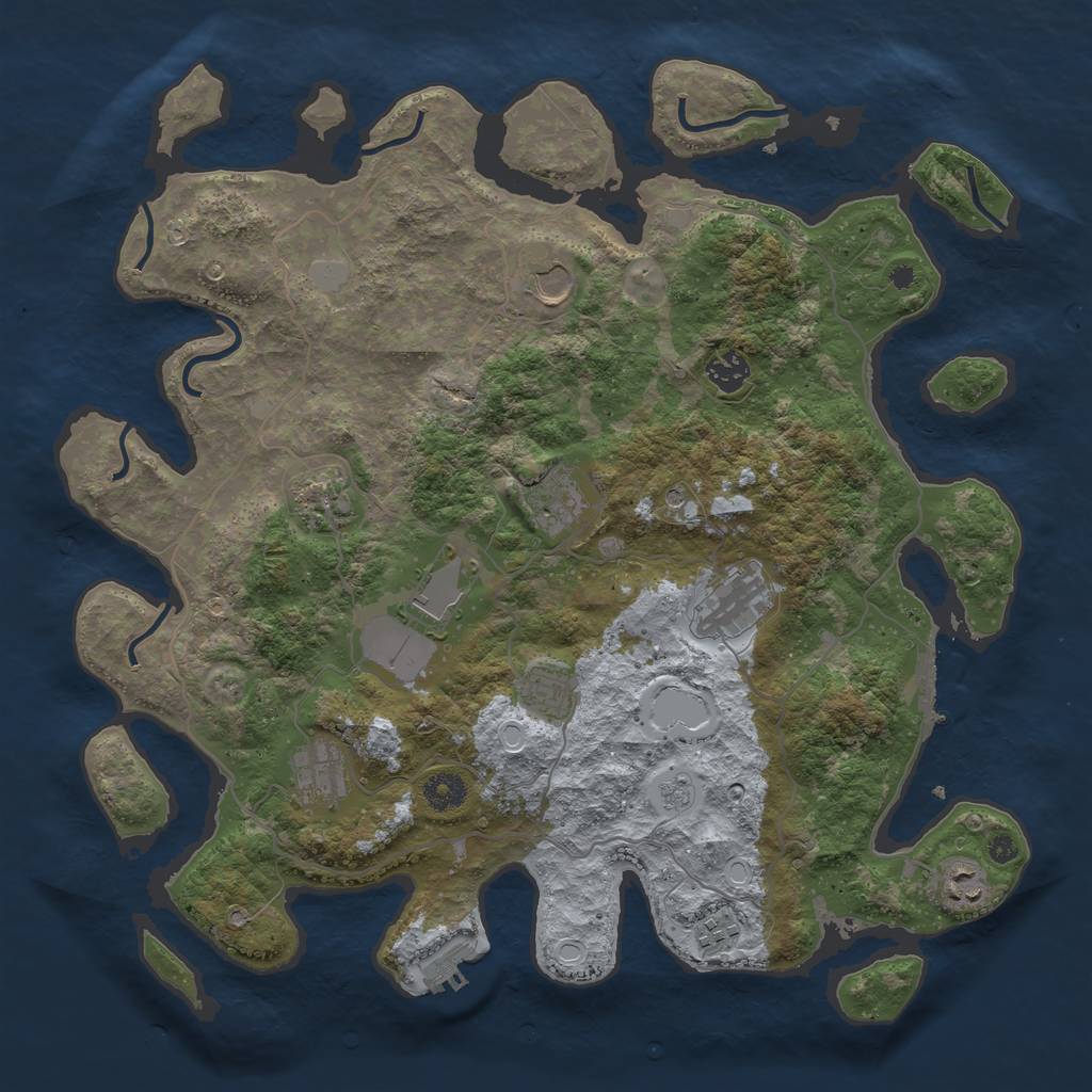 Rust Map: Procedural Map, Size: 4000, Seed: 1733924995, 17 Monuments