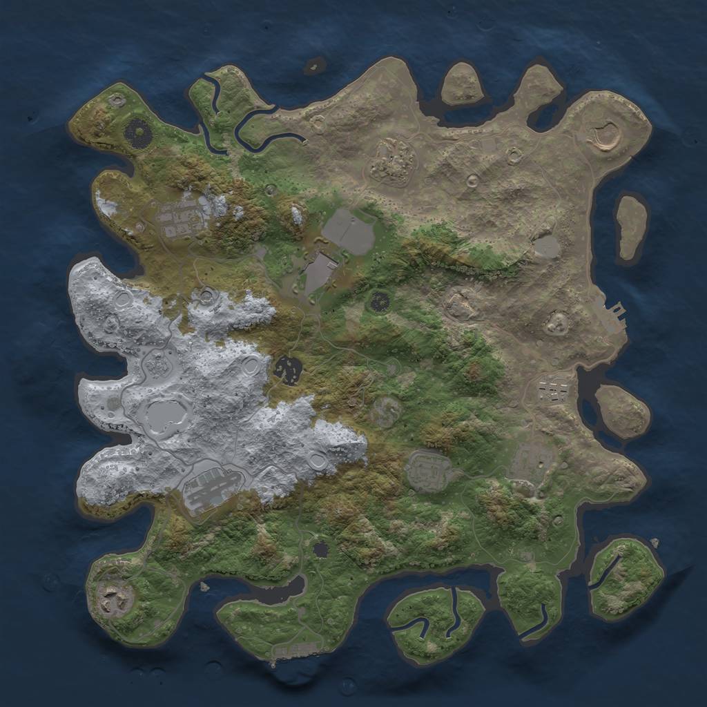 Rust Map: Procedural Map, Size: 3700, Seed: 406729965, 17 Monuments