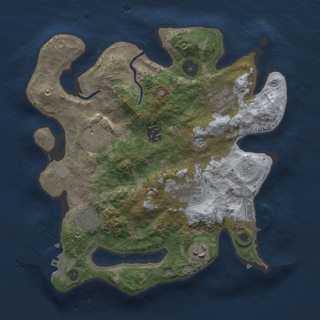 Rust Map: Procedural Map, Size: 3000, Seed: 647296744, 13 Monuments