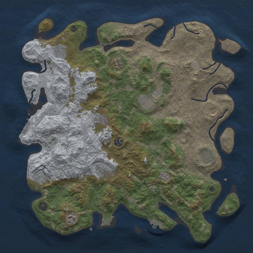 Rust Map: Procedural Map, Size: 4250, Seed: 278811346, 18 Monuments