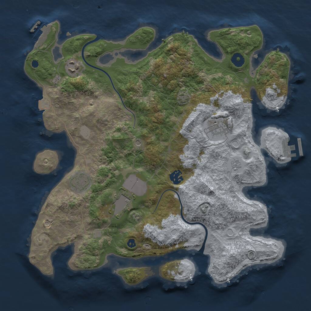 Rust Map: Procedural Map, Size: 3500, Seed: 1107811480, 11 Monuments