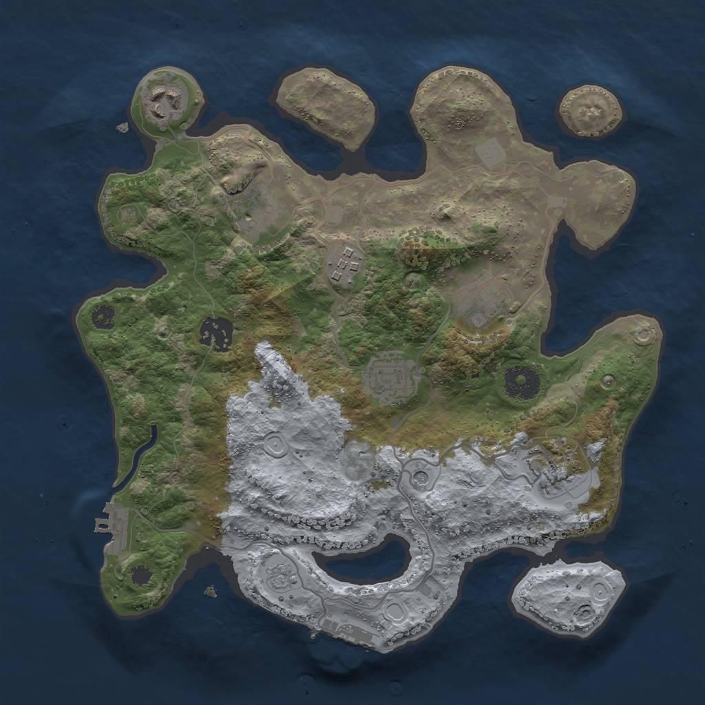 Rust Map: Procedural Map, Size: 3000, Seed: 17131, 14 Monuments