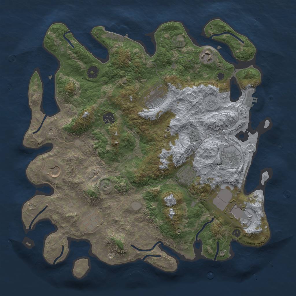 Rust Map: Procedural Map, Size: 3750, Seed: 749301344, 16 Monuments