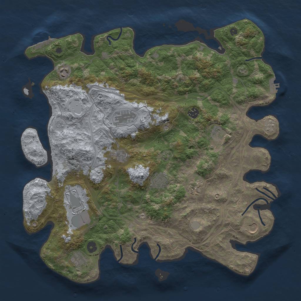 Rust Map: Procedural Map, Size: 4250, Seed: 1885750778, 18 Monuments