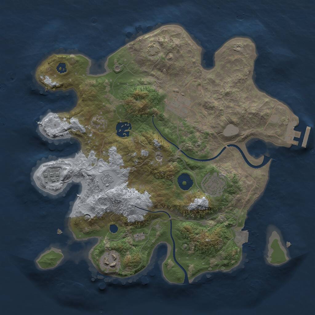 Rust Map: Procedural Map, Size: 3000, Seed: 1370203544, 10 Monuments