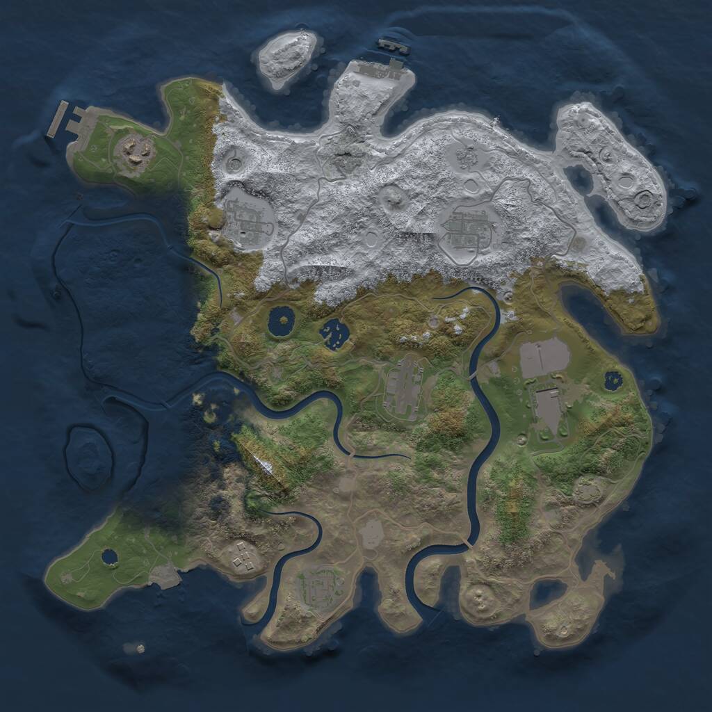 Rust Map: Procedural Map, Size: 3700, Seed: 378551482, 14 Monuments