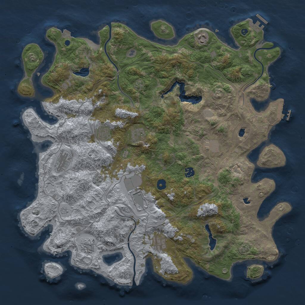 Rust Map: Procedural Map, Size: 4500, Seed: 20230203, 16 Monuments
