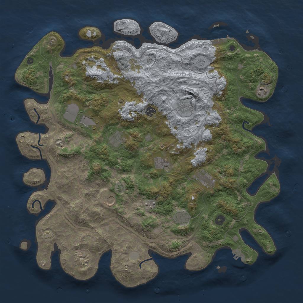 Rust Map: Procedural Map, Size: 4500, Seed: 448181188, 19 Monuments