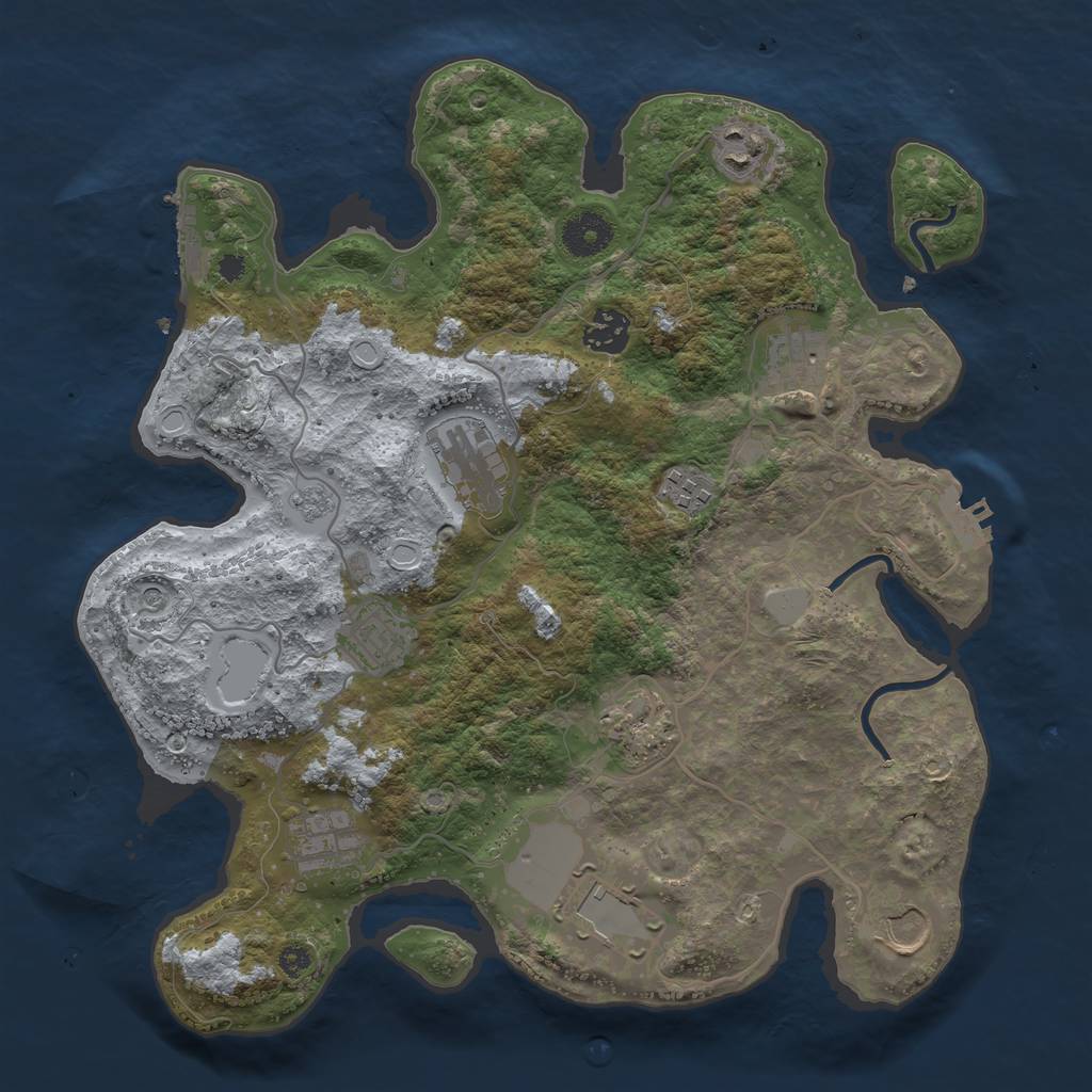 Rust Map: Procedural Map, Size: 3500, Seed: 2024, 17 Monuments