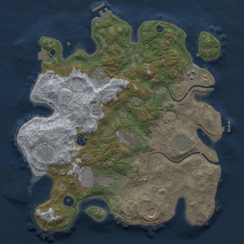 Rust Map: Procedural Map, Size: 3500, Seed: 2024, 15 Monuments