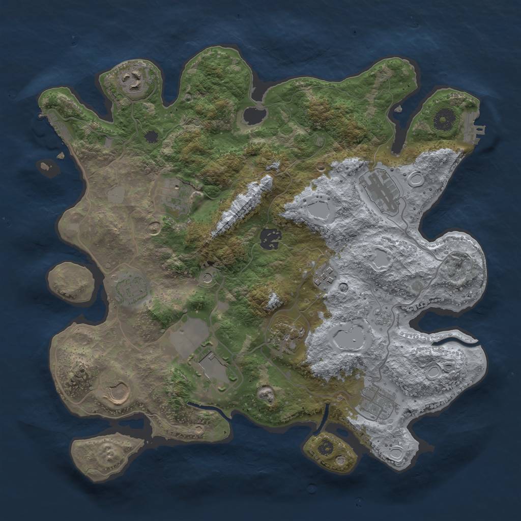 Rust Map: Procedural Map, Size: 3500, Seed: 730910, 17 Monuments