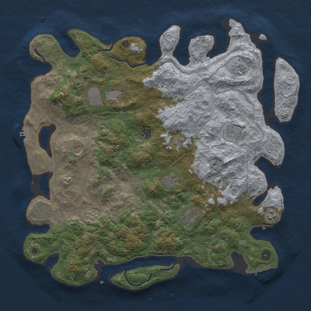 Rust Map: Procedural Map, Size: 4500, Seed: 907015653, 17 Monuments