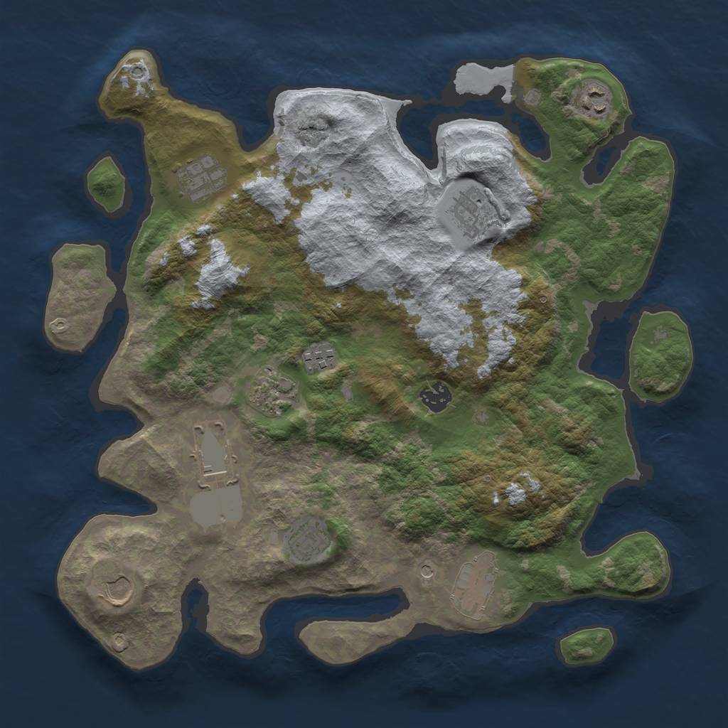 Rust Map: Barren, Size: 3700, Seed: 792167965, 13 Monuments
